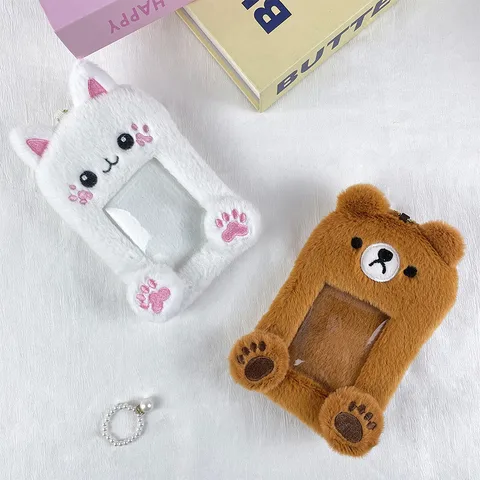 Women's Rabbit Bear Plush Open Card Holders