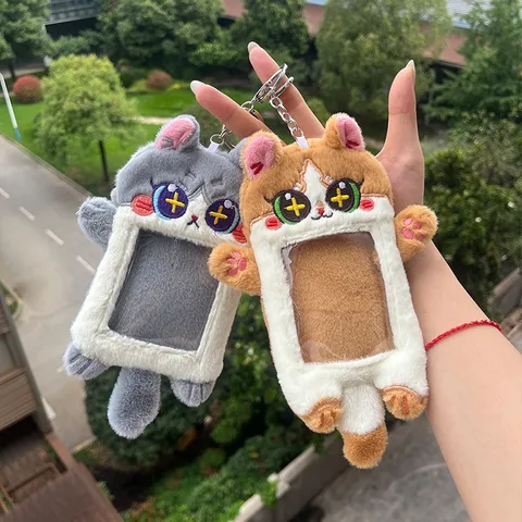 Women's Cat PVC Plush Open Card Holders