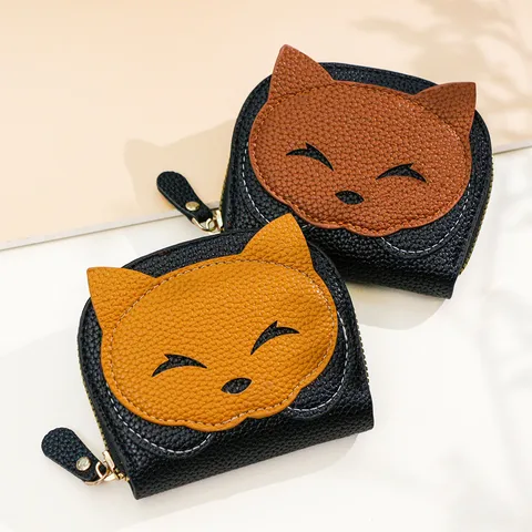 Unisex Fox Pu Leather Zipper Wallets