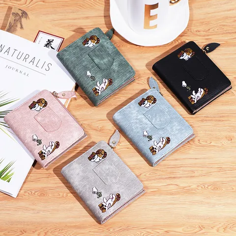 Women's Cat Pu Leather Buckle Wallets