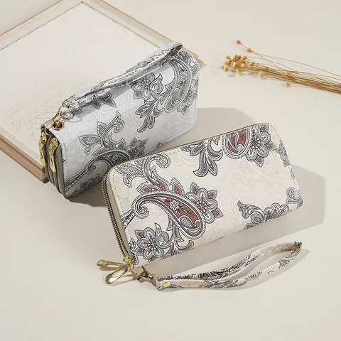 Women's Flower Pu Leather Zipper Wallets