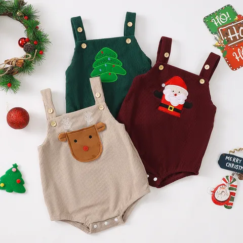 Christmas Cute Christmas Tree Elk Cotton Girls Jumpsuits