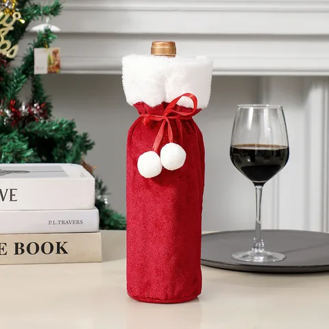 Christmas Casual Bow Knot Cloth Festival Bottle Cover