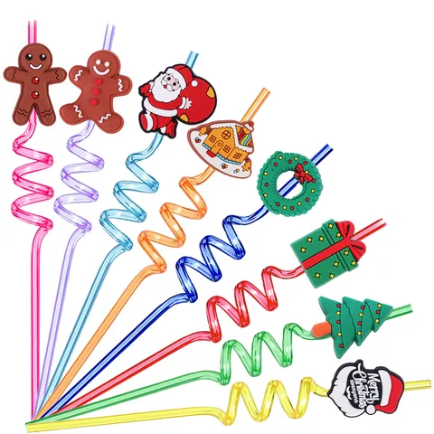 Christmas Cute Santa Claus Plastic Straw 1 Piece