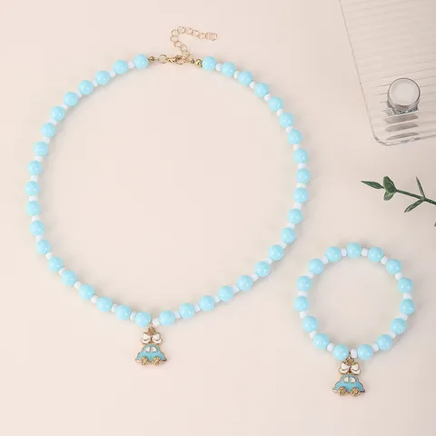 Cute Car Bow Knot Arylic Alloy Beaded Girl'S Jewelry Set