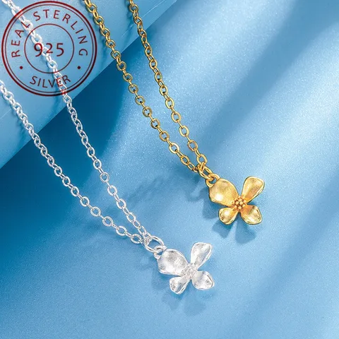 A S925 Sterling Silver Gardenia Pendant Necklace Female Clavicle Chain Affordable Luxury Fashion High-Grade Sense Special-Interest Design Exquisite Gentle Girl Daily Wear Gift Box Packaging