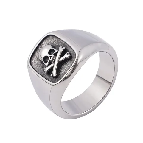 Punk Simple Style Skull Titanium Steel Men's Rings