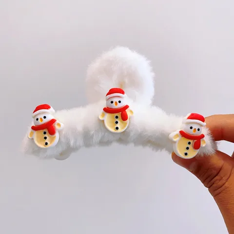 Women's Cartoon Style Christmas Tree Santa Claus Plush Handmade Hair Claws