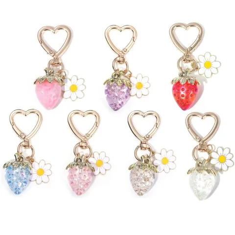 Elegant Lady Strawberry Alloy Resin Fruit Fruit/Food Plating Keychain