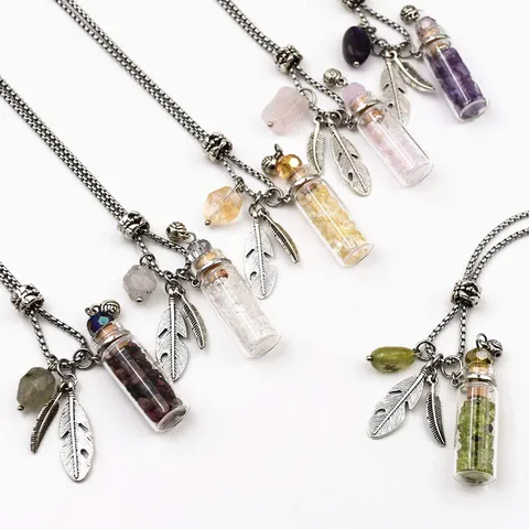 Simple Style Wishing Bottle 304 Stainless Steel Organic Glass Unisex Pendant Necklace