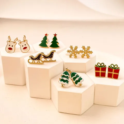 Cute Christmas Tree Snowflake Alloy Christmas Kid'S Ear Studs