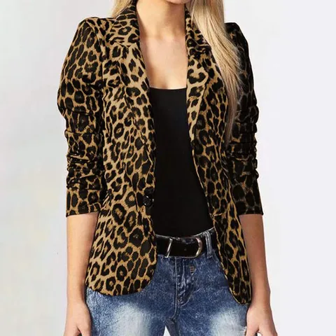 Women's Long Sleeve Blazers Printing Streetwear Leopard