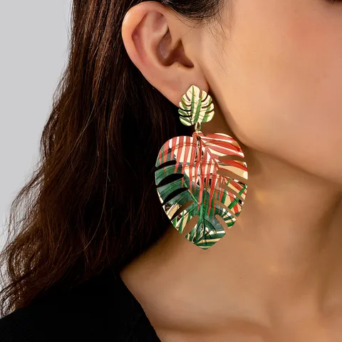 1 Pair Original Design Bohemian Leaves Alloy Drop Earrings