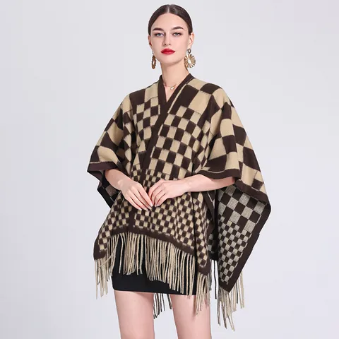 Women's Streetwear Plaid Blended Shawl