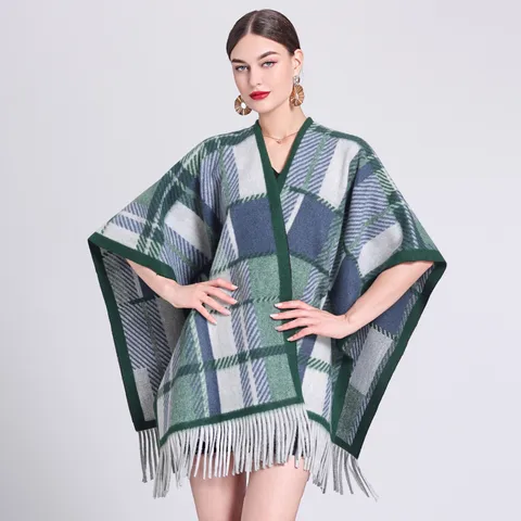 Women's Streetwear Plaid Blended Shawl