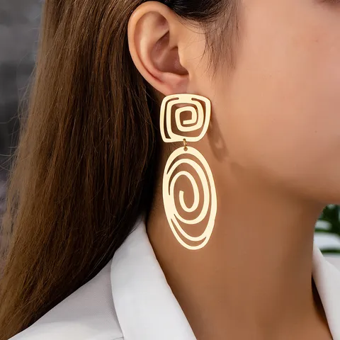 1 Pair Exaggerated Novelty Geometric Lines Alloy Drop Earrings