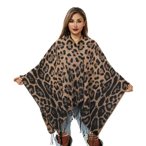 Women's Streetwear Leopard Imitation Cashmere Tassel Scarf