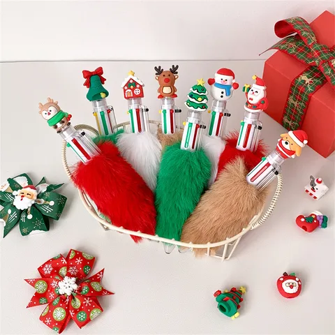 1 Piece Christmas Tree Santa Claus Elk Learning Christmas Plastic Plush Cute Ballpoint Pen