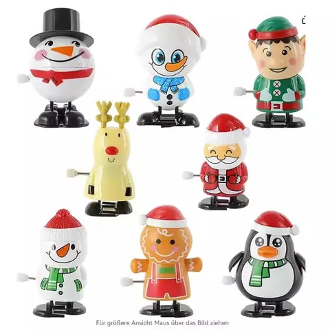 8 Christmas Coil Toy Chain Winding Snowman Santa Elk Cookie Man Doll  Hot Sale