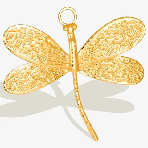 1 Piece 42*44mm 304 Stainless Steel 18K Gold Plated Dragonfly Pendant Jewelry Accessories