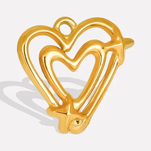 1 Piece 17*18 304 Stainless Steel 18K Gold Plated Heart Shape Pendant Jewelry Accessories