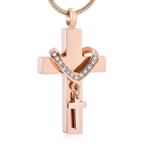 Explosions To Commemorate Family Pets Stainless Steel Cross Urn Pendant Necklace Urn Urn Jar