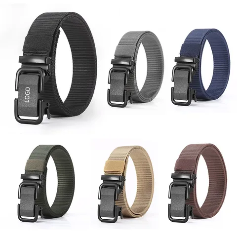 Men's Toothless Automatic Buckle Belt Nylon Canvas Braided Belt Outdoor Casual  Tactical Belt Wholesale