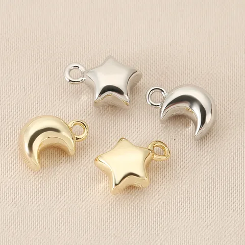 1 Piece 9*6MM Copper Star Moon Pendant Jewelry Accessories