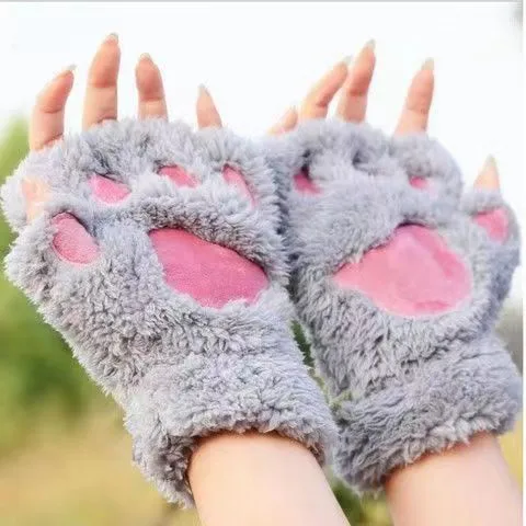 Unisex Hip-Hop Exaggerated Streetwear Paw Print Gloves