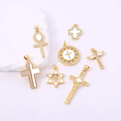 1 Piece Copper Zircon Cross Pendant Jewelry Accessories