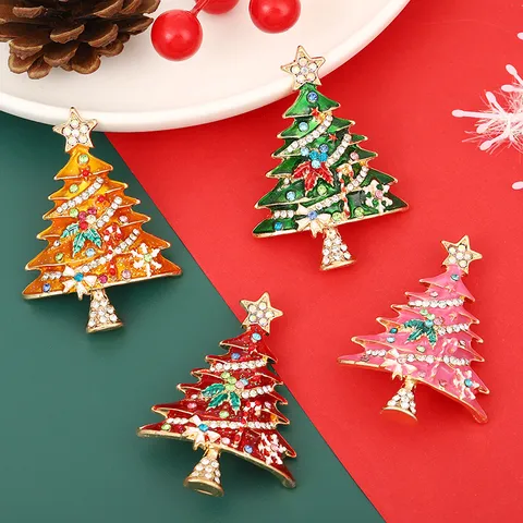 Classic Style Christmas Tree Alloy Enamel Unisex Brooches