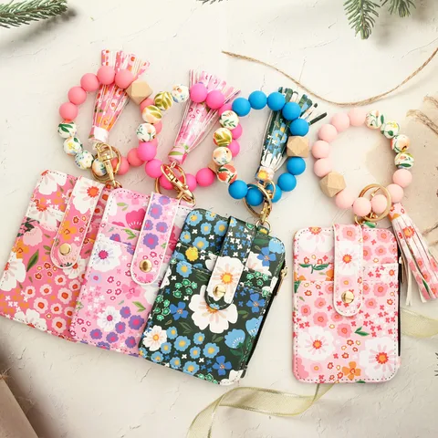 Women's Flower Silica Gel Buckle Card Holders