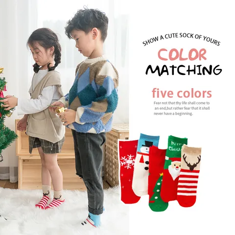 New Autumn And Winter New Tube Stockings Christmas Socks Japanese And Korean Wind Children's Socks Cute Baby Socks Manufacturers Wholesale