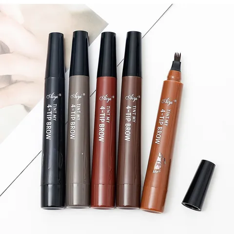 Four-head Eyebrow Pencil Non-makeup Four-fork Long-lasting Water Eyebrow Pencil Four-fork Eyebrow Pencil Waterproof Sweat-proof  Hot Sale