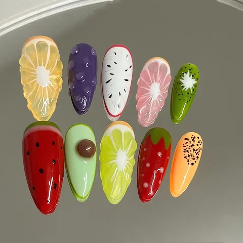 Hand-Dressed Armor Fruit Party Summer Fresh Hand-Painted Three-Dimensional Lemon Cute Cartoon Detachable Dressing Armor Sticker