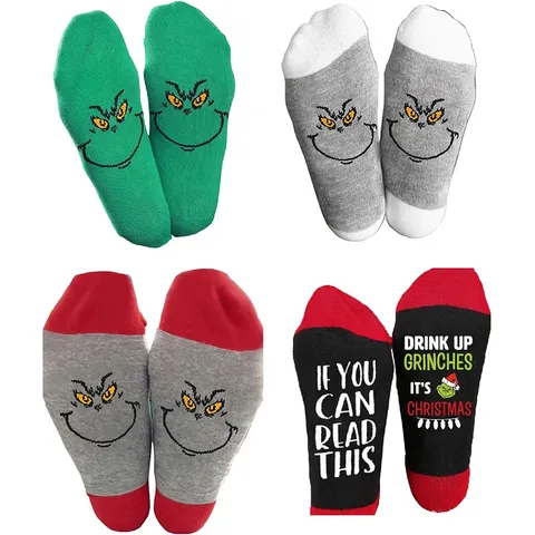 Christmas Socks Men's And Women's Casual Cotton Socks   English Letters Ghost Face Breathable Mid-calf Length Socks In Stock