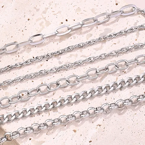 10 Strands/Package 5 Strands/Package 304 Stainless Steel Cuban Link Chain Curb Chain Cable Chain Belcher Chain Polished Length: 170 50mm Length: 220mm Length:230+50mm Jewelry Accessories