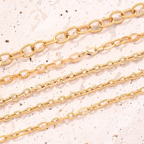 10 Strands/Package 5 Strands/Package 304 Stainless Steel 18K Gold Plated Cable Chain Polished Length: 170 50mm Length:230+50mm Length: 250mm Jewelry Accessories