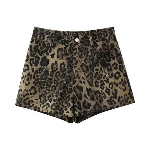 Spring New   Women's Clothing Street Fashion Casual Animal Print  Shorts W028 6165