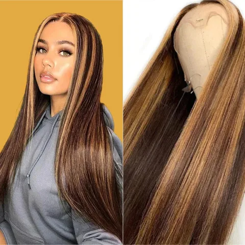 Unisex Casual Street Real Hair Centre Parting Straight Hair Wigs