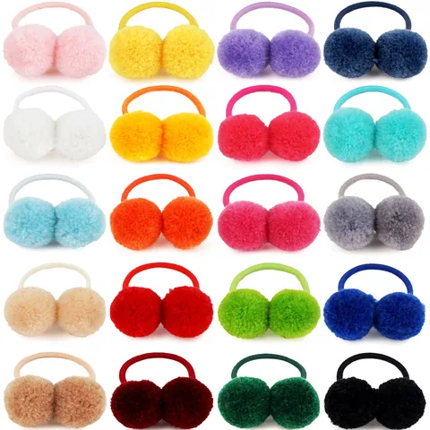 Girl'S Cute Round Hairball Rubber Band Hair Tie