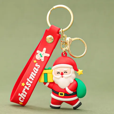 Cartoon Style Christmas Tree Santa Claus Snowman Soft Glue Metal Unisex Bag Pendant Keychain 1 Piece