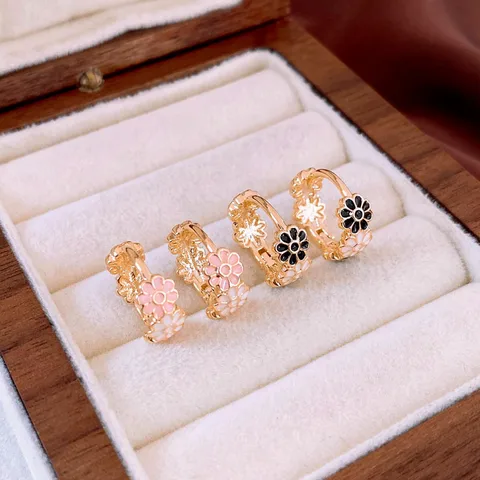 1 Pair Elegant Flower Enamel Alloy Earrings