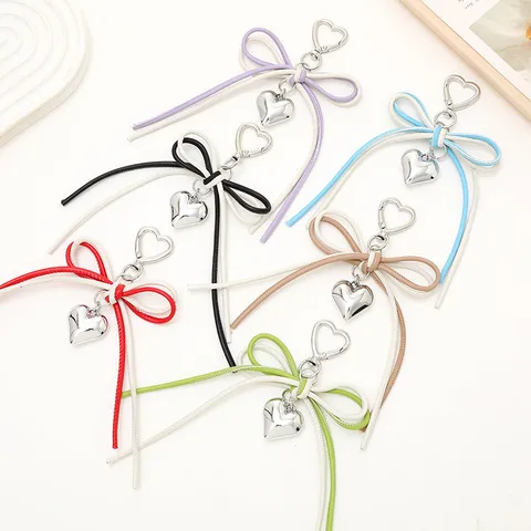 Sweet Heart Shape Bow Knot Pu Leather Zinc Alloy Keychain