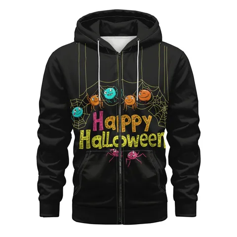 Men's Pumpkin Castle Skull Streetwear Long Sleeve Loose Hooded