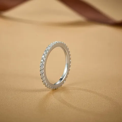 925 Sterling Silver Jewelry Radiant Moissanite Eternity Ring 925 Sterling Silver Moissanite Wedding Rings For Women Men