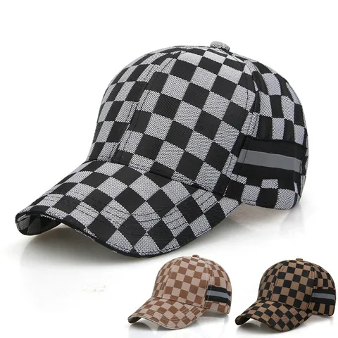 Unisex Simple Style Lattice Curved Eaves Baseball Cap