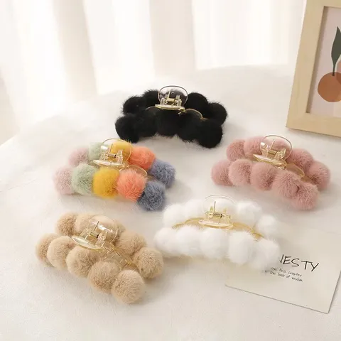 Women's Cute Geometric Plush Hair Claws