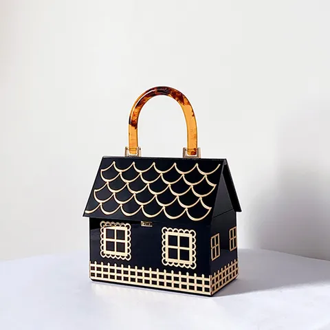 Black PVC House Square Evening Bags