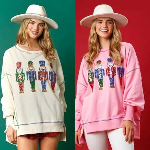 Women's Hoodies Long Sleeve Sequins Christmas Cartoon